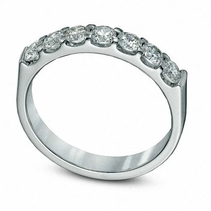 Previously Owned 075 CT TW Natural Diamond Seven Stone Anniversary Band in Solid 14K White Gold ISI2 Goldia Rings Previously Owned 075 CT TW Natural Diamond Seven Stone Anniversary Band in Solid 14K White Gold ISI2 Goldia Rings