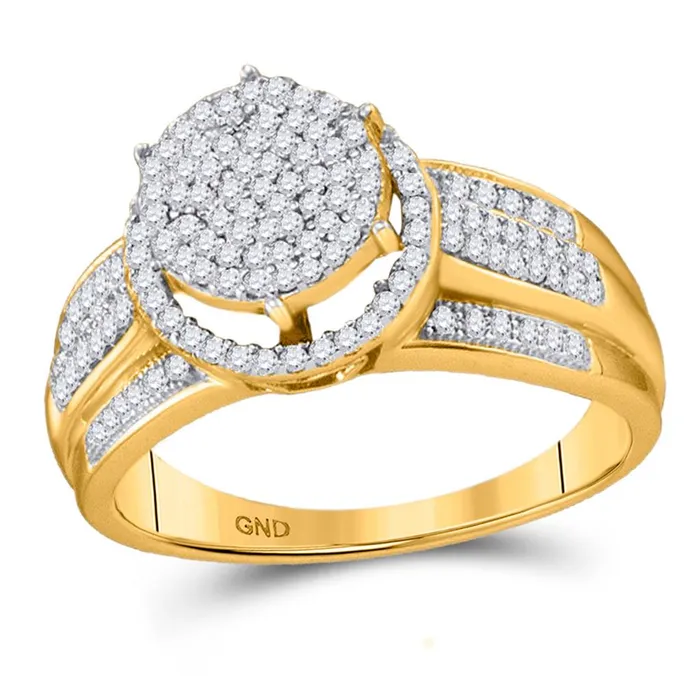 Rings gndatlanta 10k Yellow Gold Round Diamond Circle Cluster Ring 38 Cttw Rings gndatlanta 10k Yellow Gold Round Diamond Circle Cluster Ring 38 Cttw
