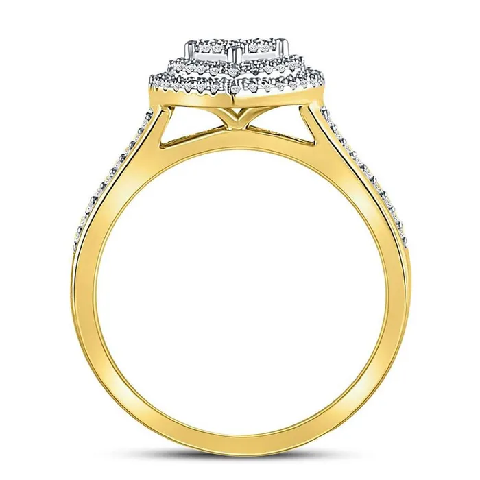 Rings gndatlanta 10kt Yellow Gold Diamond Heart Bridal Wedding Ring Band Set 13 Cttw