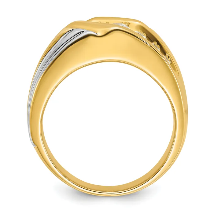 Rings Goldia 14k Twotone Two Tone 1 Ct Lab Grown Diamond VSSI G Polished and Grooved Mens Ring