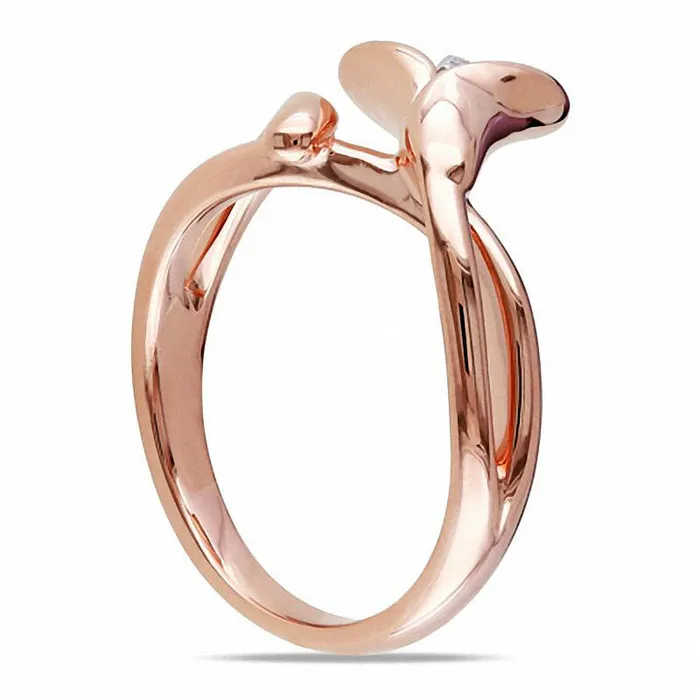 Rings Goldia Natural Diamond Accent Calla Lily Ring in Sterling Silver with Rose Rhodium Rings Goldia Natural Diamond Accent Calla Lily Ring in Sterling Silver with Rose Rhodium