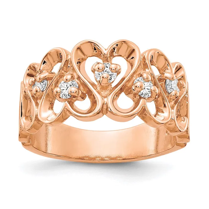 Rings Goldia Solid 14k Rose Gold A Simulated CZ heart Ring