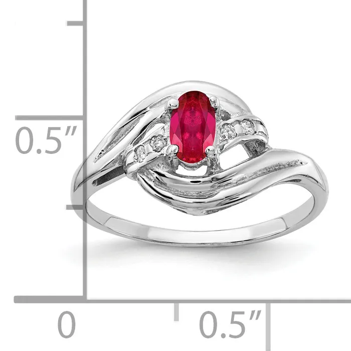 Rings Goldia Solid 14k White Gold 5x3mm Oval Simulated Ruby VS CZ Ring