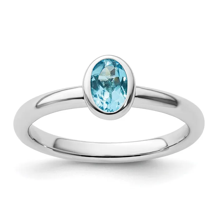 Rings Goldia Sterling Silver Stackable Expressions Oval Blue Topaz Ring