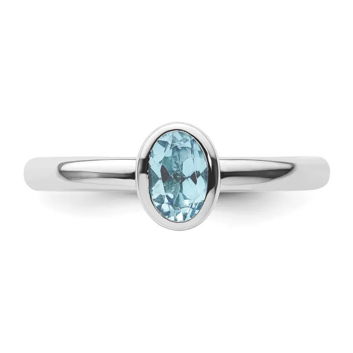 Rings Goldia Sterling Silver Stackable Expressions Oval Blue Topaz Ring