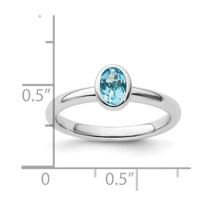 Rings Goldia Sterling Silver Stackable Expressions Oval Blue Topaz Ring