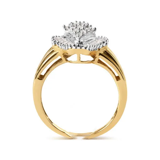 Rings JMS always Original Haus of Brilliance 10K Yellow Gold 12 Cttw Round And Baguettecut Diamond Rhombus Head and Halo Ring IJ Color I1I2 Clarity Rings JMS always Original Haus of Brilliance 10K Yellow Gold 12 Cttw Round And Baguettecut Diamond Rhombus Head and Halo Ring IJ Color I1I2 Clarity
