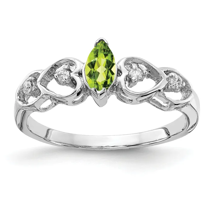 Rings Solid 14k White Gold 6x3mm Marquise Simulated Peridot AA CZ Ring Goldia Rings Solid 14k White Gold 6x3mm Marquise Simulated Peridot AA CZ Ring Goldia