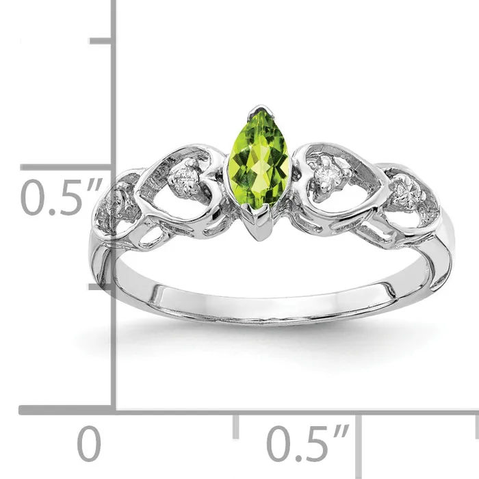 Rings Solid 14k White Gold 6x3mm Marquise Simulated Peridot AA CZ Ring Goldia