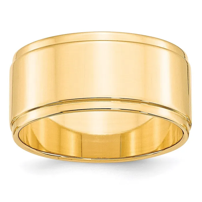 Rings Solid 18K Yellow Gold 10mm Flat with Step Edge MensWomens Wedding Band Ring Size 8 Goldia Rings Solid 18K Yellow Gold 10mm Flat with Step Edge MensWomens Wedding Band Ring Size 8 Goldia