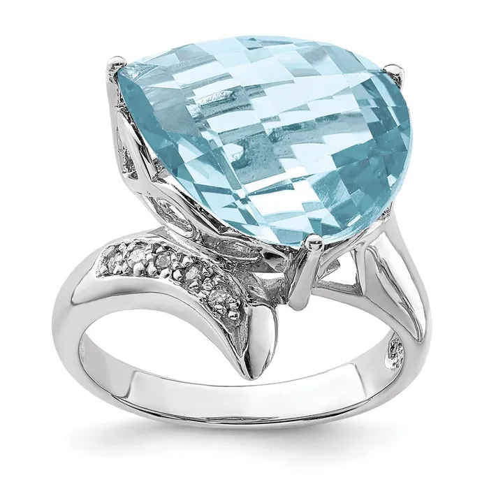 Rings Sterling Silver Rhodium Sky Blue Topaz u0026 Diamond Ring Goldia