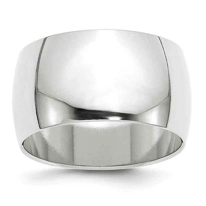 Solid 10K White Gold 12mm Half Round MensWomens Wedding Band Ring Size 11 Goldia Rings Solid 10K White Gold 12mm Half Round MensWomens Wedding Band Ring Size 11 Goldia Rings