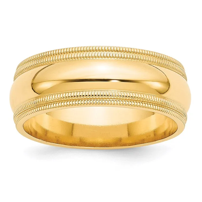 Solid 10K Yellow Gold 8mm Double Milgrain Comfort Fit MensWomens Wedding Band Ring Size 105 Goldia Rings Solid 10K Yellow Gold 8mm Double Milgrain Comfort Fit MensWomens Wedding Band Ring Size 105 Goldia Rings