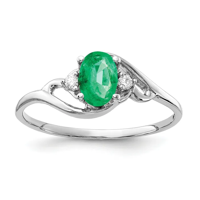 Solid 14k White Gold 6x4mm Oval Simulated Emerald VS CZ Ring Goldia Rings Solid 14k White Gold 6x4mm Oval Simulated Emerald VS CZ Ring Goldia Rings