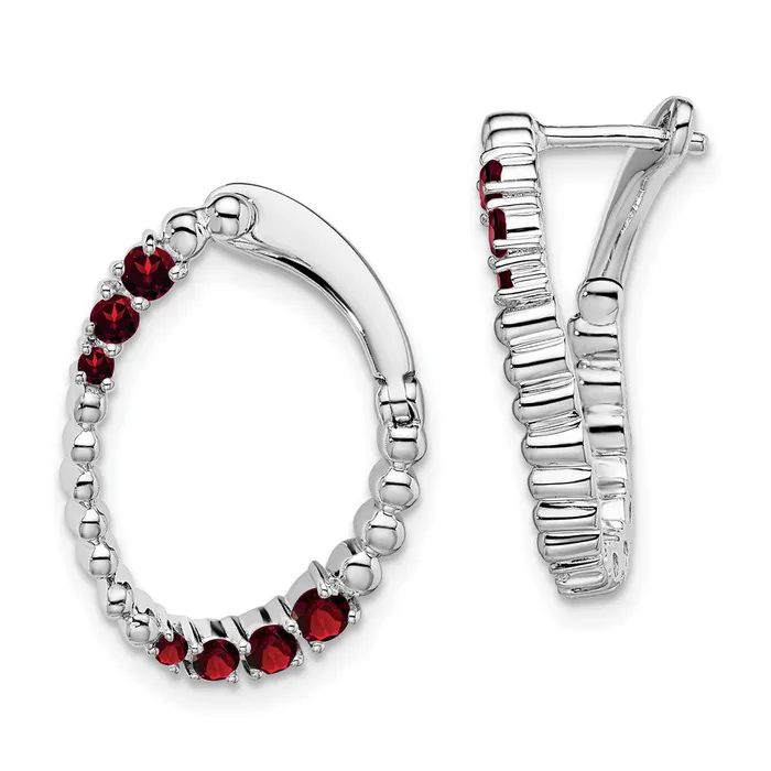 Solid 14k White Gold Simulated Garnet Oval Hoop Earrings Goldia Earrings Solid 14k White Gold Simulated Garnet Oval Hoop Earrings Goldia Earrings