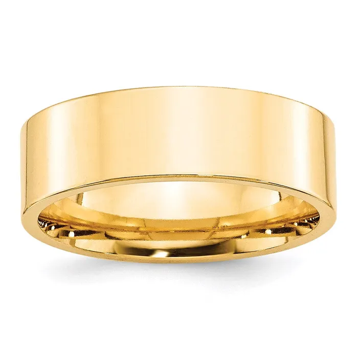 Solid 14K Yellow Gold 7mm Standard Flat Comfort Fit MensWomens Wedding Band Ring Size 4 Goldia Rings Solid 14K Yellow Gold 7mm Standard Flat Comfort Fit MensWomens Wedding Band Ring Size 4 Goldia Rings