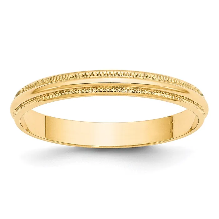 Solid 18K Yellow Gold 3mm Light Weight Milgrain Half Round MensWomens Wedding Band Ring Size 10 Goldia Rings Solid 18K Yellow Gold 3mm Light Weight Milgrain Half Round MensWomens Wedding Band Ring Size 10 Goldia Rings