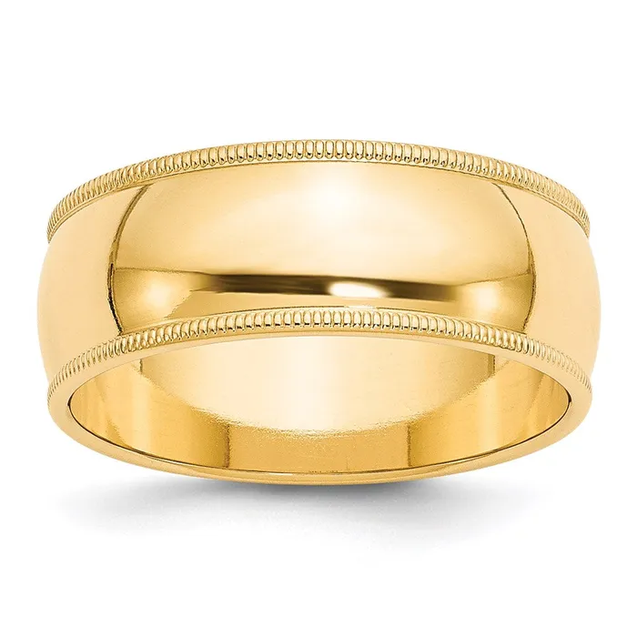 Solid 18K Yellow Gold 8mm Milgrain Half Round MensWomens Wedding Band Ring Size 9 Goldia Rings Solid 18K Yellow Gold 8mm Milgrain Half Round MensWomens Wedding Band Ring Size 9 Goldia Rings