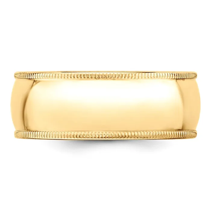 Solid 18K Yellow Gold 8mm Milgrain Half Round MensWomens Wedding Band Ring Size 9 Goldia Rings Solid 18K Yellow Gold 8mm Milgrain Half Round MensWomens Wedding Band Ring Size 9 Goldia Rings
