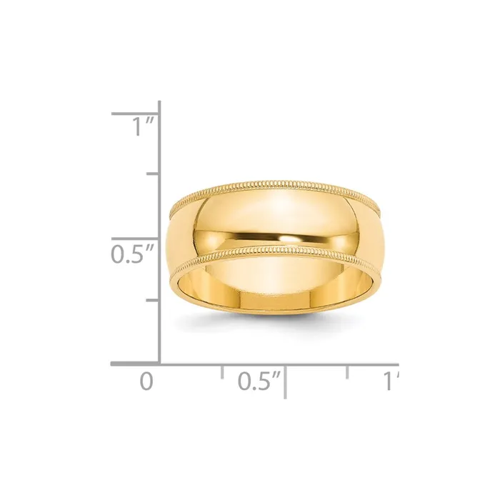 Solid 18K Yellow Gold 8mm Milgrain Half Round MensWomens Wedding Band Ring Size 9 Goldia Rings Solid 18K Yellow Gold 8mm Milgrain Half Round MensWomens Wedding Band Ring Size 9 Goldia Rings