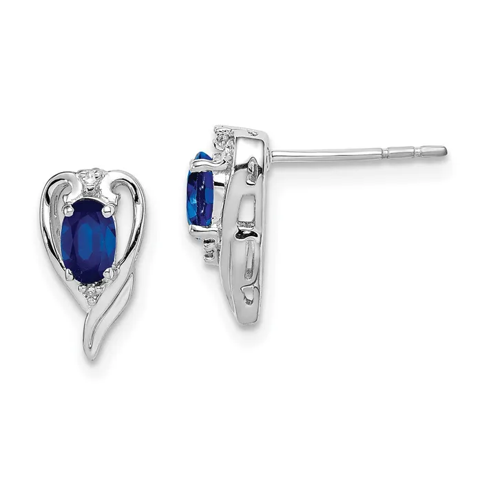 Sterling Silver Rhodium Plated Diamond u0026 Sapphire Post Earrings Goldia Earrings Sterling Silver Rhodium Plated Diamond u0026 Sapphire Post Earrings Goldia Earrings