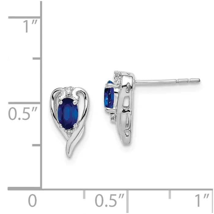 Sterling Silver Rhodium Plated Diamond u0026 Sapphire Post Earrings Goldia Earrings