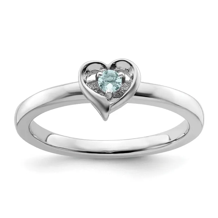 Sterling Silver Stackable Expressions Aquamarine Heart Ring Goldia Rings