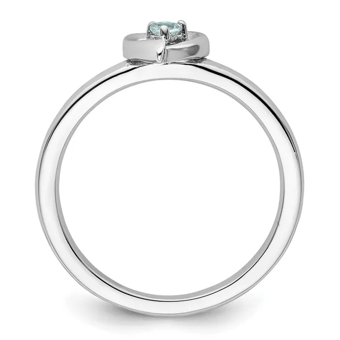 Sterling Silver Stackable Expressions Aquamarine Heart Ring Goldia Rings