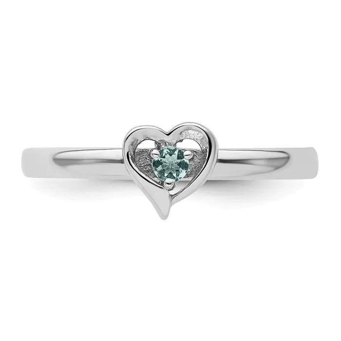 Sterling Silver Stackable Expressions Aquamarine Heart Ring Goldia Rings