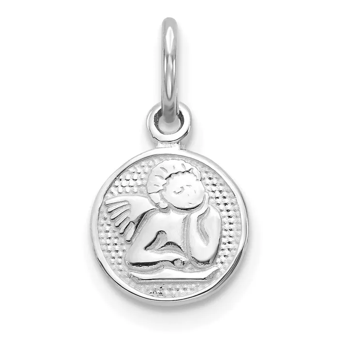 10k White Gold Angel Charm TreasureFineJewelers Charm Necklaces