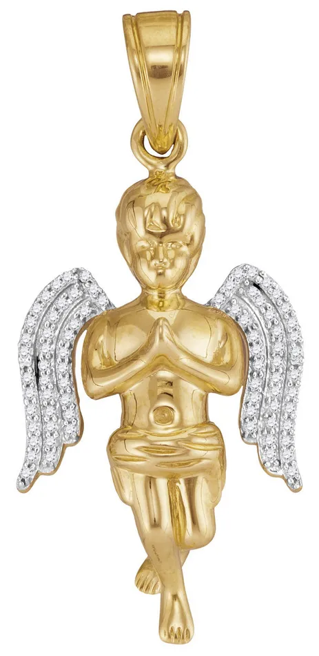10kt Yellow Gold Baby Praying Angel Charm with Diamonds 14 Cttw North Arrow Shop Charm Necklaces 10kt Yellow Gold Baby Praying Angel Charm with Diamonds 14 Cttw North Arrow Shop Charm Necklaces