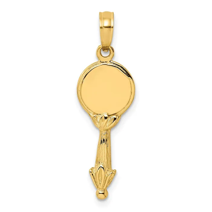 14K 3D Hand Mirror Charm TreasureFineJewelers Charm Necklaces