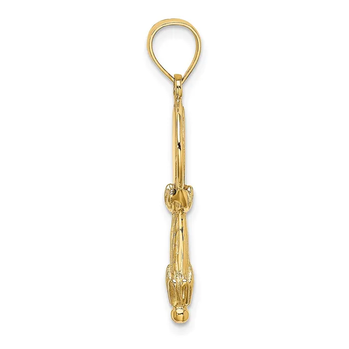 14K 3D Hand Mirror Charm TreasureFineJewelers Charm Necklaces