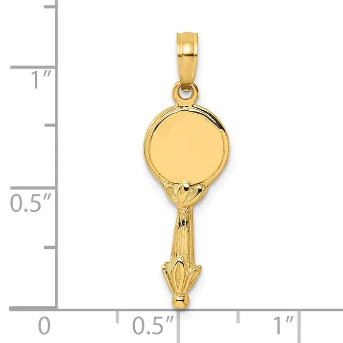 14K 3D Hand Mirror Charm TreasureFineJewelers Charm Necklaces