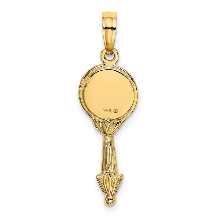 14K 3D Hand Mirror Charm TreasureFineJewelers Charm Necklaces