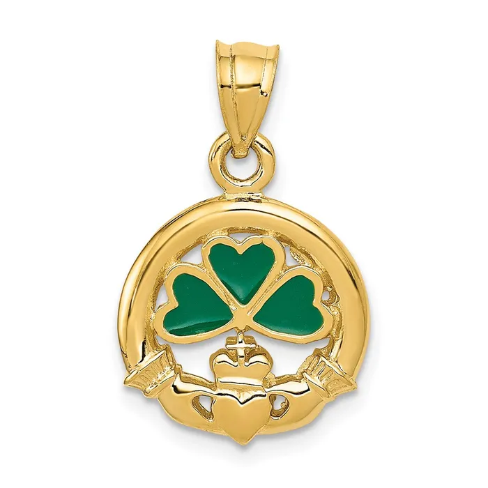14k Enameled Claddagh Charm TreasureFineJewelers Charm Necklaces