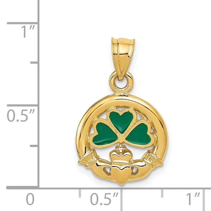 14k Enameled Claddagh Charm TreasureFineJewelers Charm Necklaces