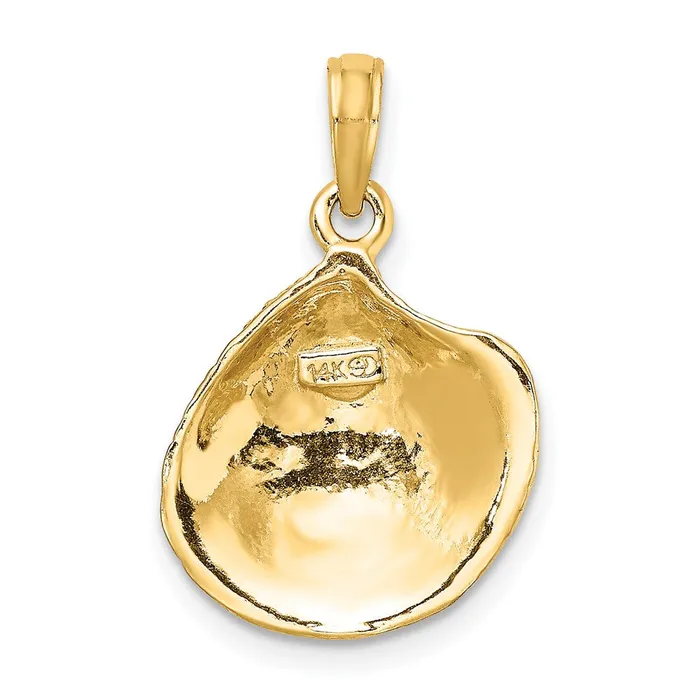 14K Textured Clam Shell Charm TreasureFineJewelers Charm Necklaces