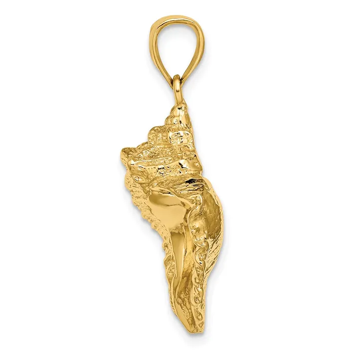 14K Textured Conch Shell Charm TreasureFineJewelers Charm Necklaces