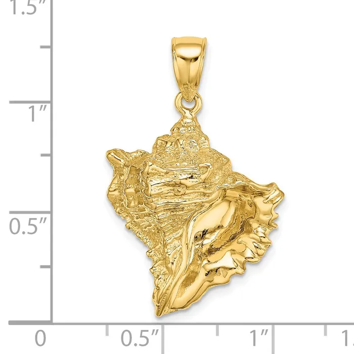 14K Textured Conch Shell Charm TreasureFineJewelers Charm Necklaces