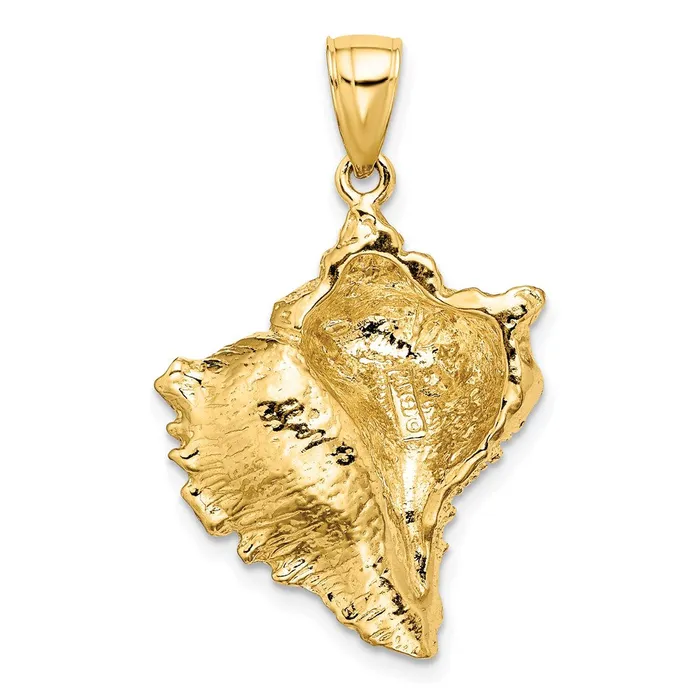 14K Textured Conch Shell Charm TreasureFineJewelers Charm Necklaces