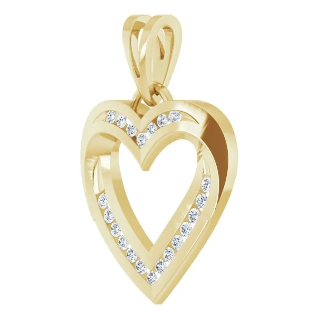 14K Yellow Gold 14 CTW Diamond Heart Pendant TreasureFineJewelers Necklaces