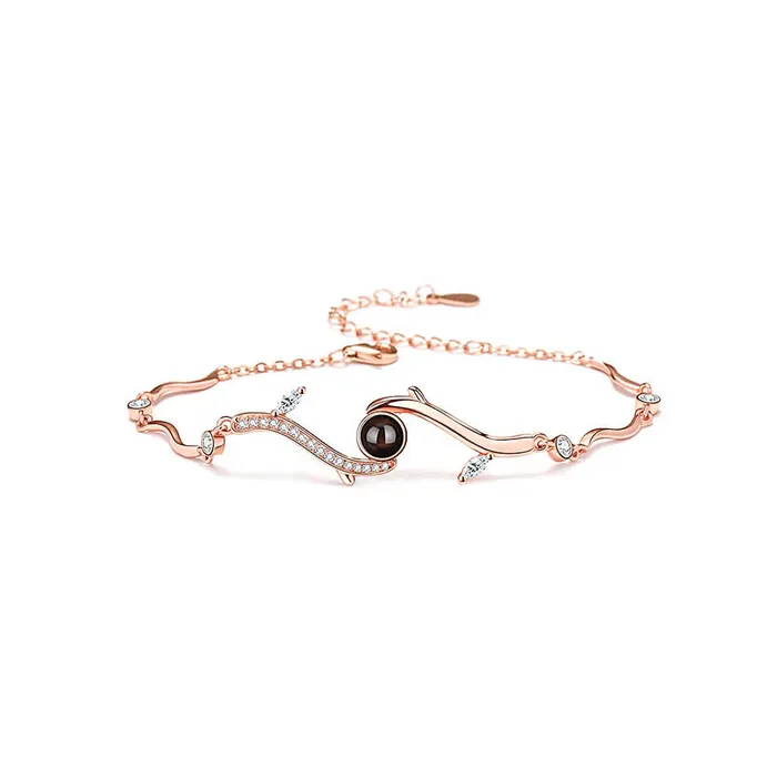 925 Sterling Silver Tree Branch with Diamonds Felicity Bracelet with Picture Inside Trendolla Jewelry Bracelets