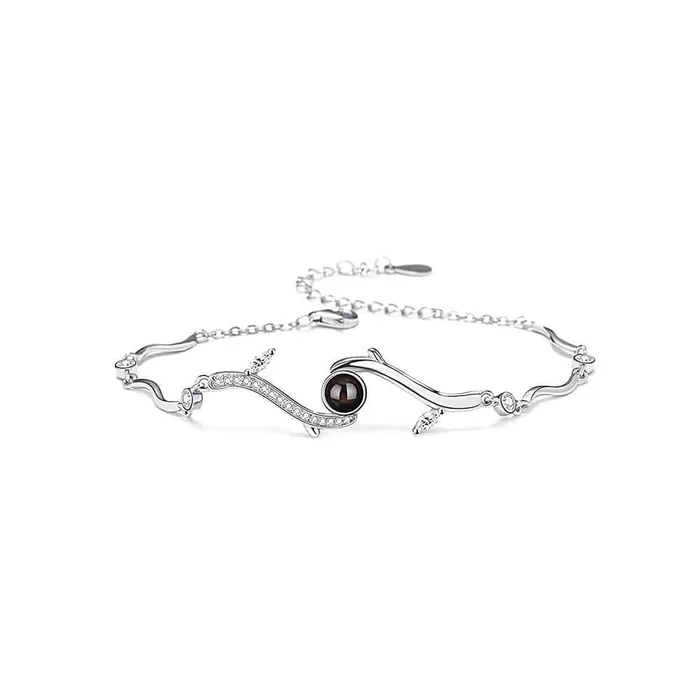 925 Sterling Silver Tree Branch with Diamonds Felicity Bracelet with Picture Inside Trendolla Jewelry Bracelets