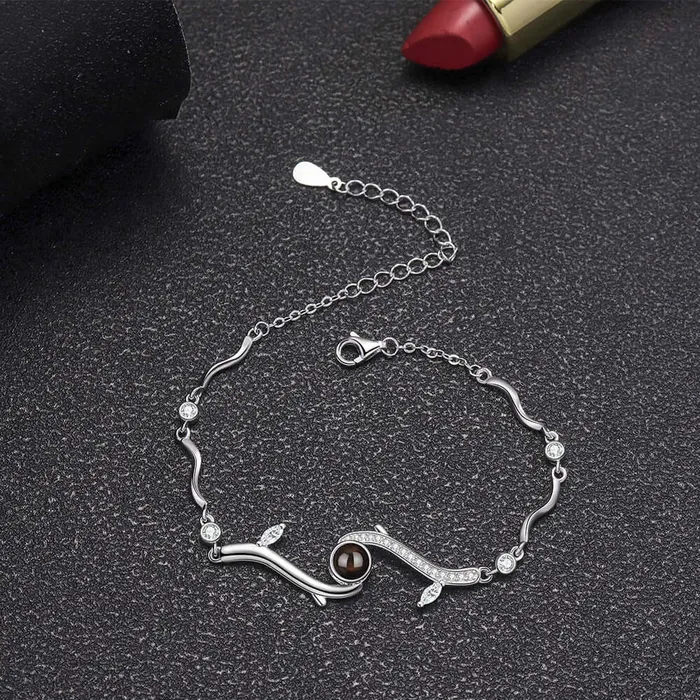 925 Sterling Silver Tree Branch with Diamonds Felicity Bracelet with Picture Inside Trendolla Jewelry Bracelets
