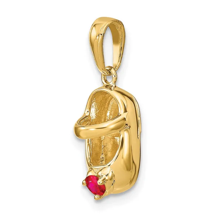 Charm Necklaces TreasureFineJewelers 14k 3D JulySynthetic Stone Engraveable Baby Shoe Charm