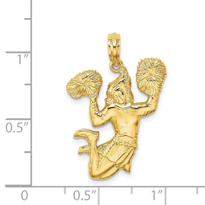 Charm Necklaces TreasureFineJewelers 14k Solid OpenBacked Cheerleader Charm