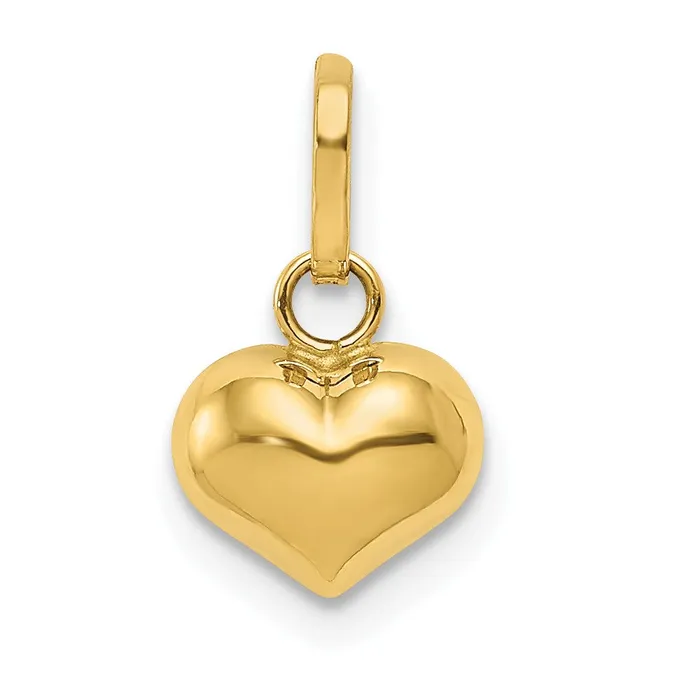 Charm Necklaces TreasureFineJewelers 14k Yellow Gold Polished 3D Puffed Heart Charm Charm Necklaces TreasureFineJewelers 14k Yellow Gold Polished 3D Puffed Heart Charm