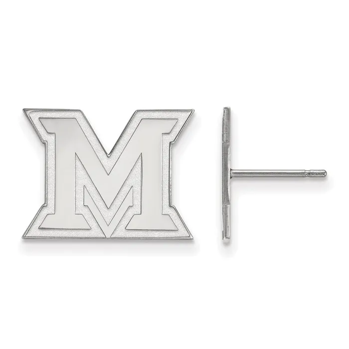 Earrings 14K White Gold Miami University Small Post Earrings TreasureFineJewelers Earrings 14K White Gold Miami University Small Post Earrings TreasureFineJewelers
