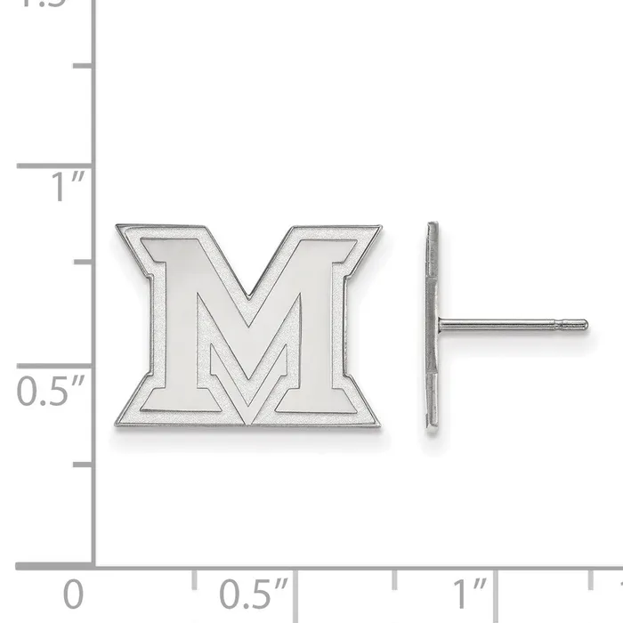 Earrings 14K White Gold Miami University Small Post Earrings TreasureFineJewelers